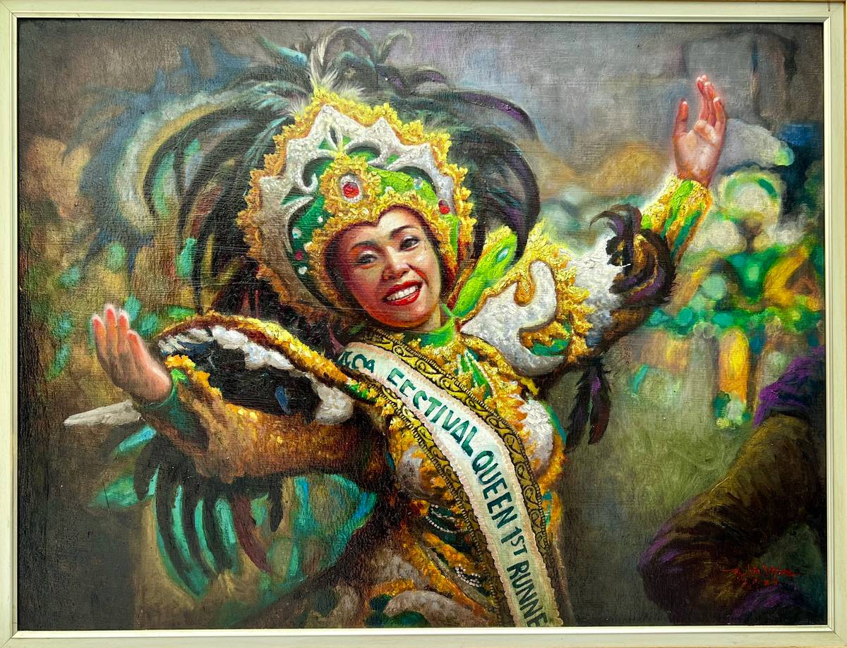 ‘Ambongan (Saulog Series)’ (26 by 34 inches, oil on canvas, 2021) by Elvin Vitor.